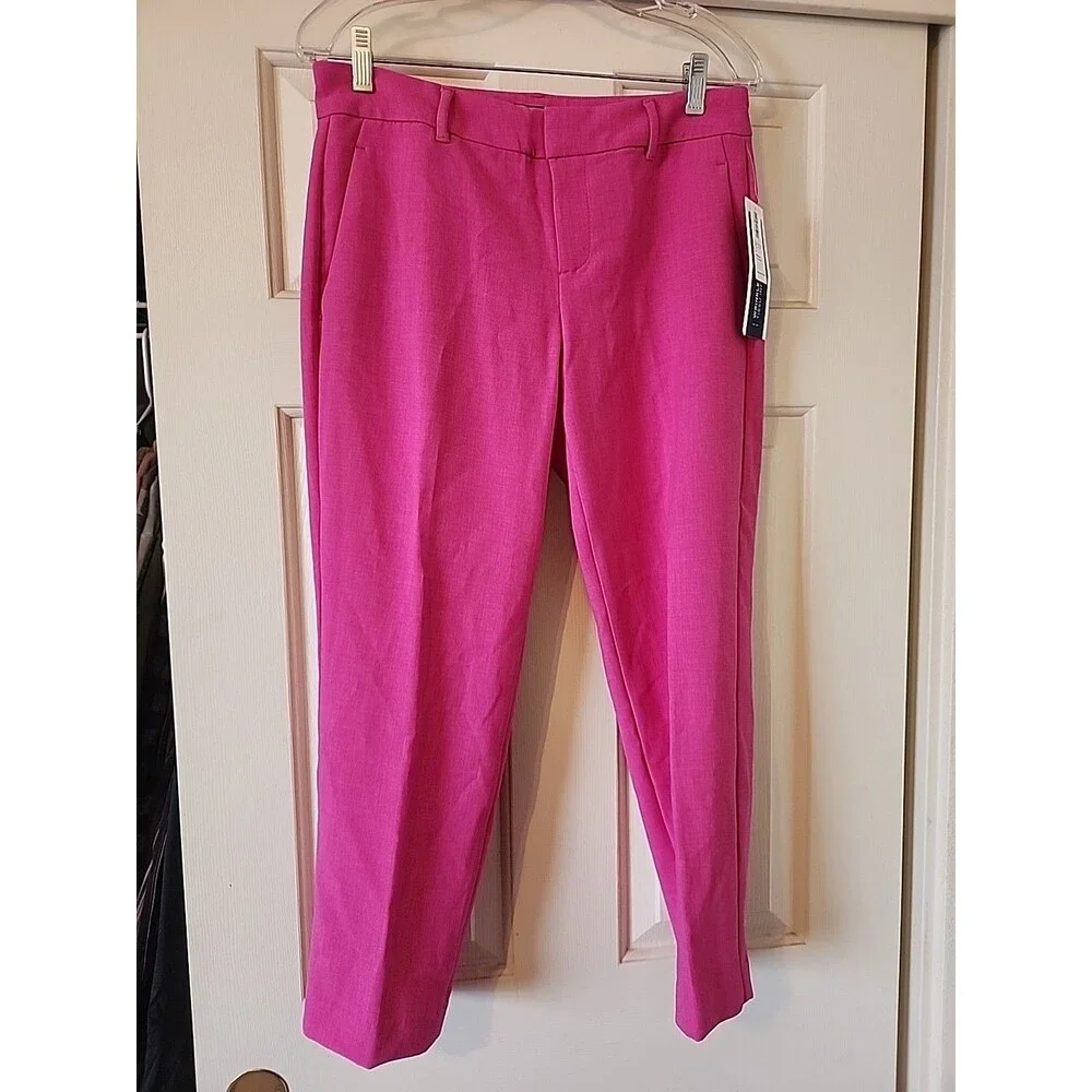 Old Navy Women's Size 6 Harper Pink Mid-Rise Ankle Pants Work Casual Regular New - Picture 1 of 7